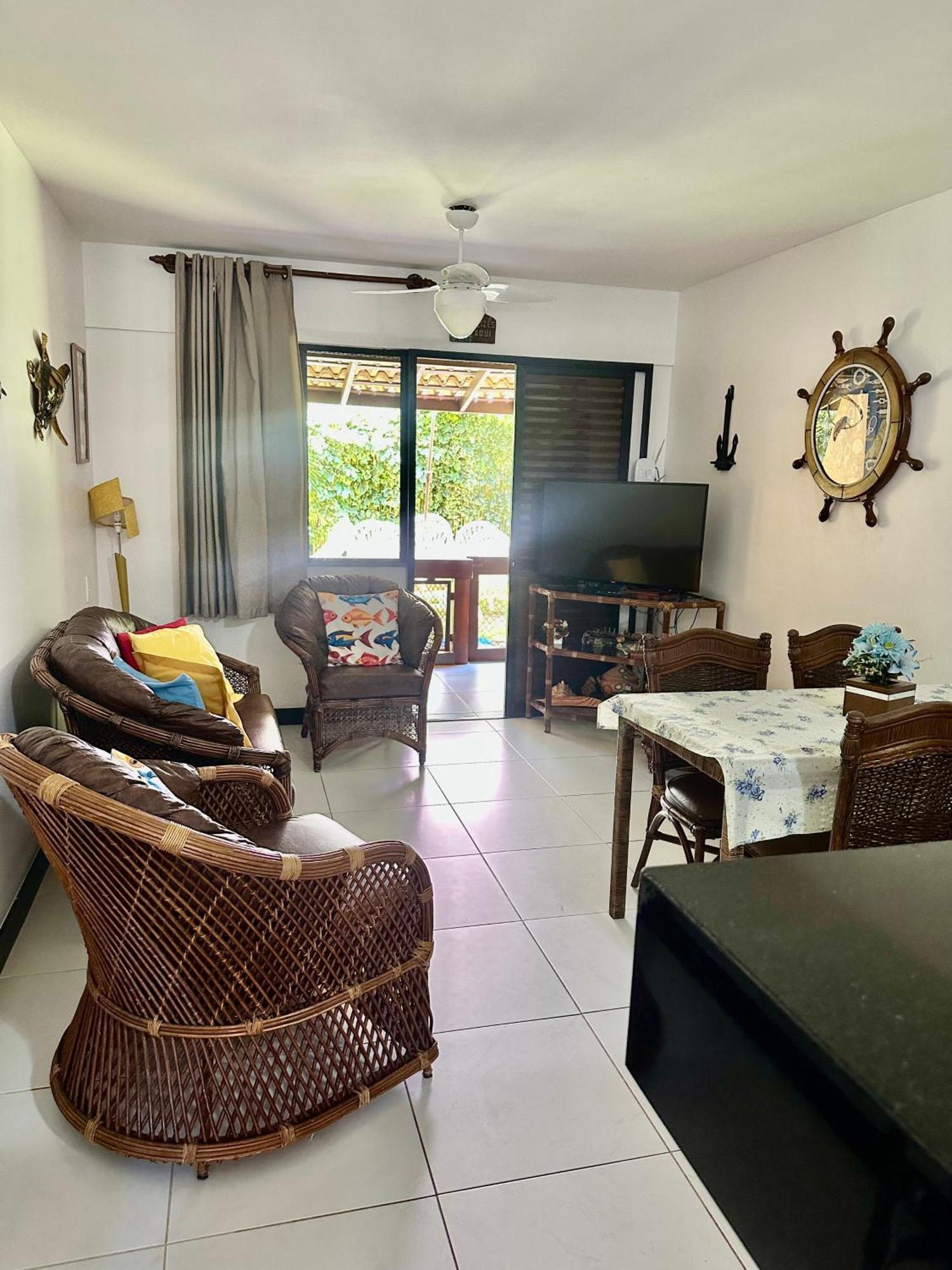 Flat Guarajuba 4 Quartos Terreo A Beira Mar - Pe Na Areia - Governanca Com Arrumadeira E Wi Fi Inclusos Camassari Luaran gambar