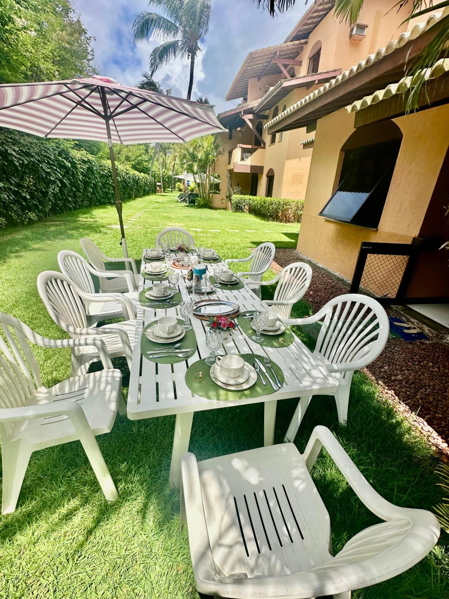Flat Guarajuba 4 Quartos Terreo A Beira Mar - Pe Na Areia - Governanca Com Arrumadeira E Wi Fi Inclusos Camassari Luaran gambar
